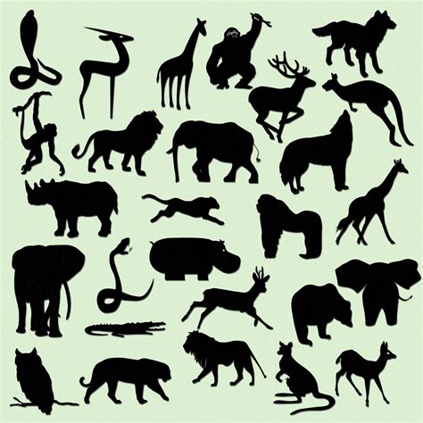 Safari Selva Animales Siluetas Clip Arte Instantáneo Descargar Etsy