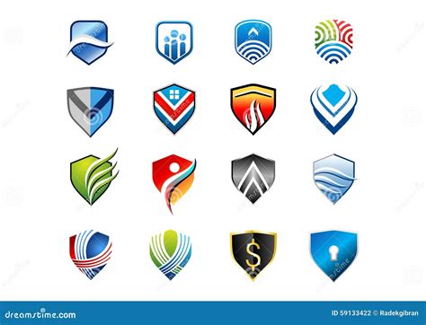 Shield Logo Emblem Protection Safety Security Collection Set Of
