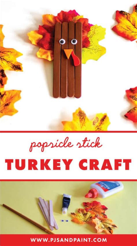 Popsicle Stick Turkey Craft Pjs And Paint Easy Thanksgiving Crafts
