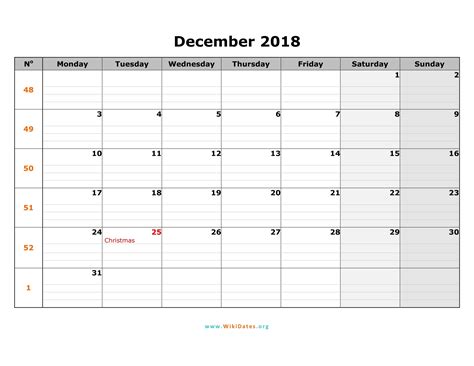 December 2018 Calendar