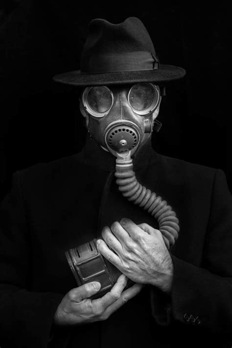 Dark Gas Mask Print Man In A Mask Fine Art Photograph Etsy