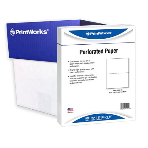 Printworks Perforated Paper 85 X 11 20 Lb 55 Perf White 2500