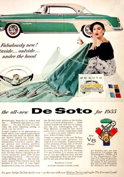 1955 Desoto Fireflite Coupe New V8 Power Vintage Ad