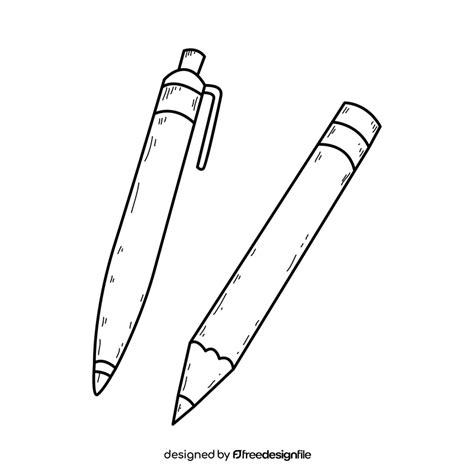 Pen And Pencil Drawing Black And White Clipart Vector Free Download