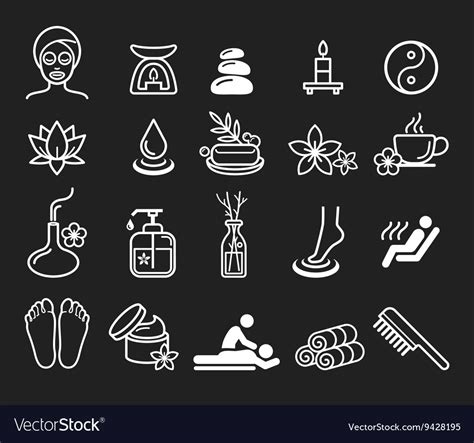 Spa Massage Therapy Cosmetics Icons Royalty Free Vector