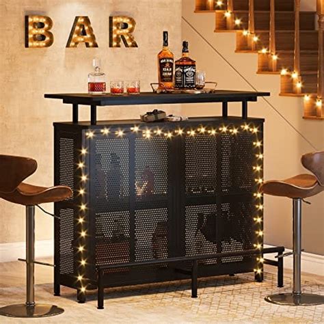 Tribesigns Home Bar Unit 3 Tier Liquor Bar Table With Stemware Racks