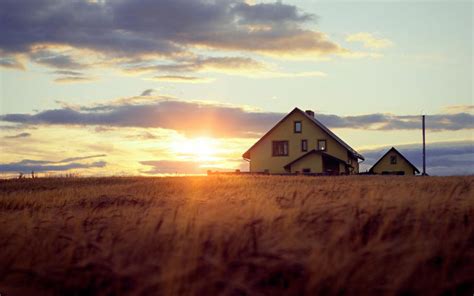 Hd Sunset Over A Farm Wallpaper Download Free 62207