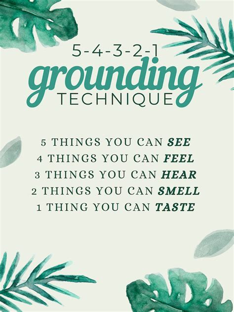 5 4 3 2 1 Grounding Technique Mindfulness Grounding Dbt Poster