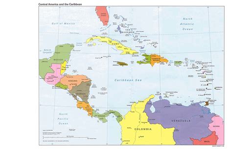 Central America And The Caribbean Political Map 1995 Full Size