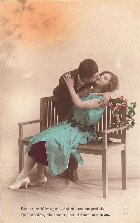 French Romantic Vintage Lovers Postcard Couple Love Card Etsy