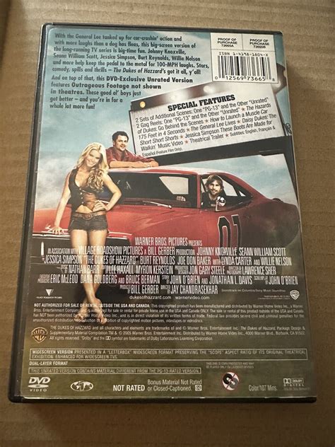 The Dukes Of Hazzard Dvd Unrated Jessica Simpson Widescreen
