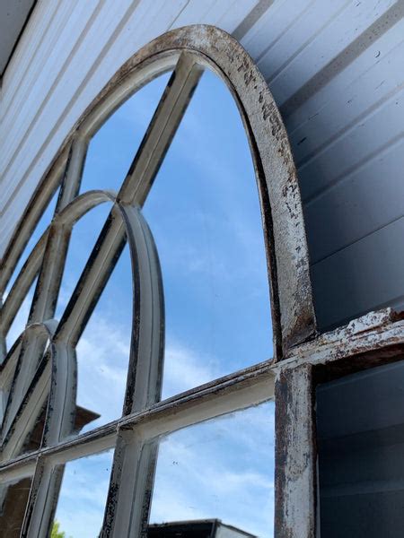 Antique 42 Pane Painted Iron Arched Mirror Antiquities Warehouse