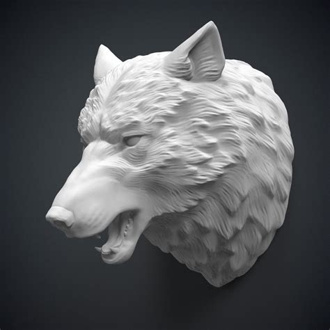 Wolf Head sculpture 3D Model 3D printable .obj .stl - CGTrader.com