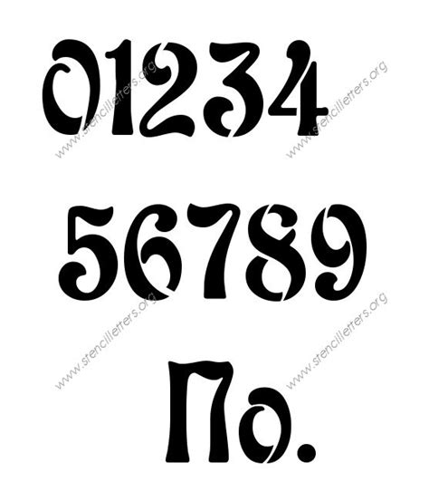 Decorative Art Nouveau Number Stencils 0 To 9 Up To 36 Inch Printable