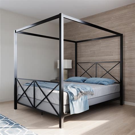 Dhp Rosedale Metal Canopy Poster Bed Frame Queen Black