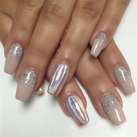 Holographic Chrome Glitter Ombré Nail Art Design Holographic Glitter Nails Ombre Nail Art