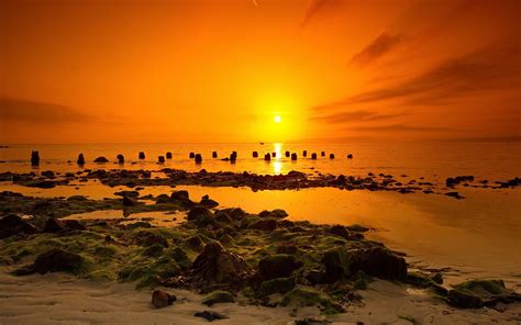 Wallpaper Sunlight Landscape Sunset Sea Bay Shore Sand Beach