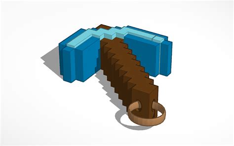 3d Design Minecraft Pickaxe Keychain Tinkercad
