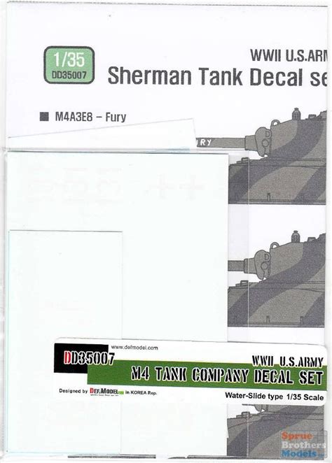 Defdd35007 135 Def Ww2 Us Army M4 Sherman Tank Company Decal Set