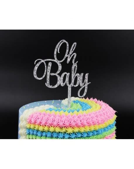 Oh Baby Silver Cake Topper Baby Shower Birthday Party Decoration