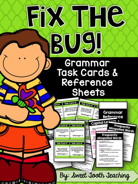 Grammar Task Cards Fix The Bug Grammar Task Cards Task Cards