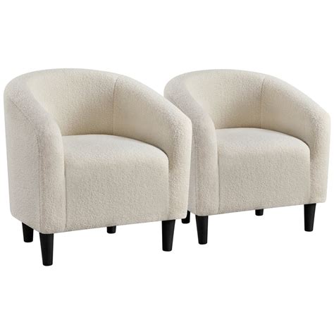 Easyfashion Set Of 2 Barrel Accent Chair Ivory