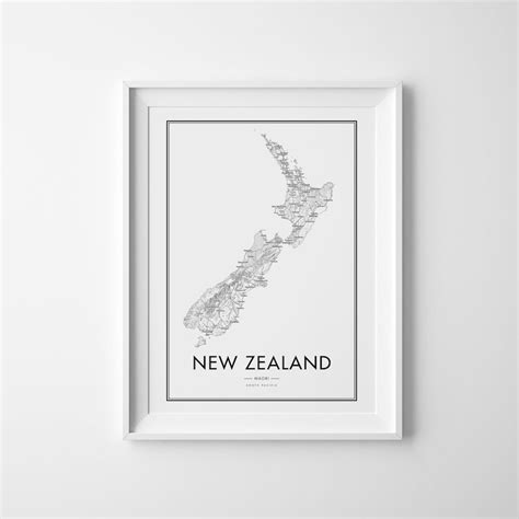 New Zealand Map Poster New Zealand Map Print Etsy