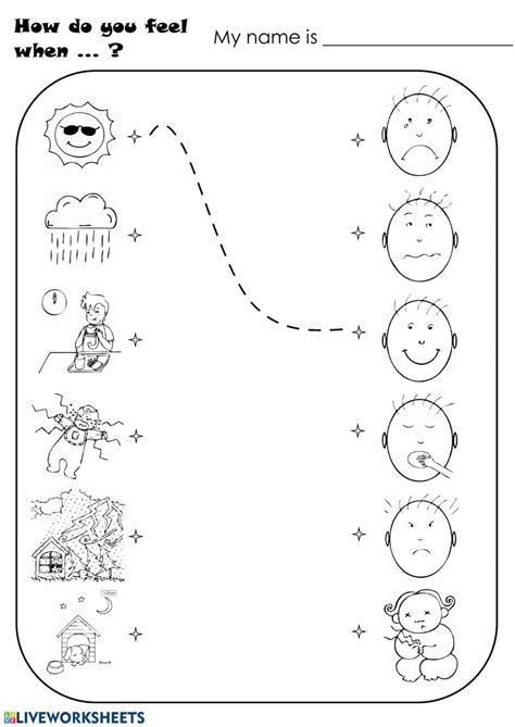 This unit introduces kids to twelve english words connected with the theme feelings and contains resources to learn, practise and revise new vocabulary in a fun way. Feelings interactive worksheet for Kindergarten