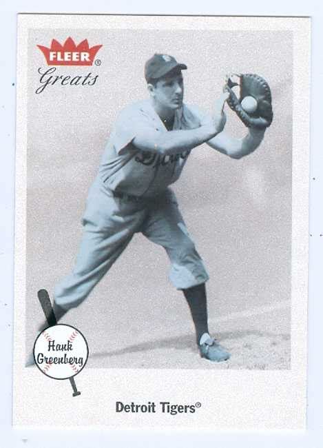 Hank Greenberg Baseball Card 2001 Fleer Greats 100 Detroit Tigers