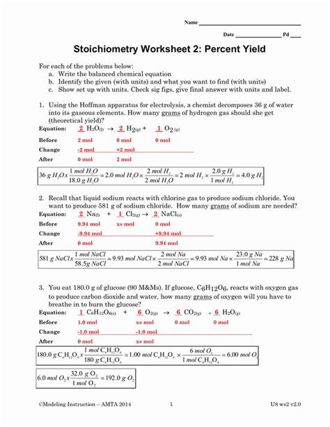 Gcse / igcse physics papers. Stoichiometry Worksheet Answer Key Fresh Stoichiometry ...