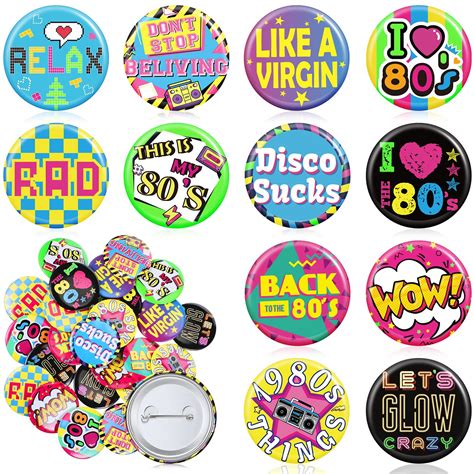 Buy 36 Pieces 80s Party Buttons 80s Accessories For Women 80s Pins For