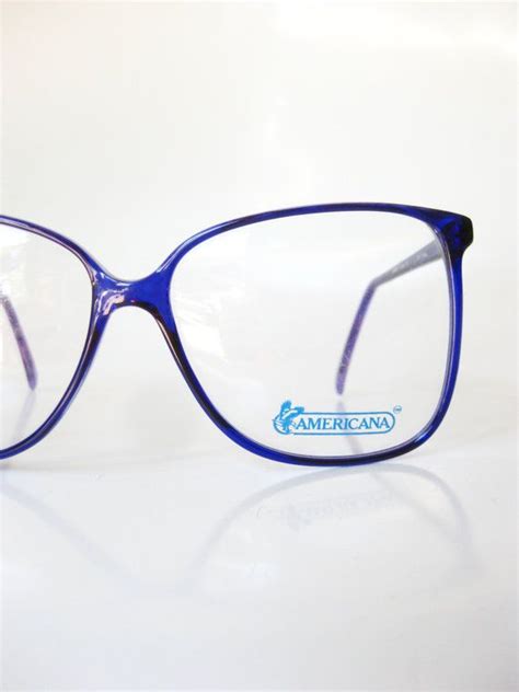 Vintage Cobalt Blue Wayfarer Eyeglasses Unisex Mens Womens Eyeglass Frames Dark Navy Sapphire