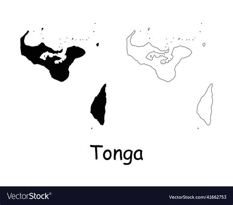 tonga map tongan silhouette outline border icon vector image