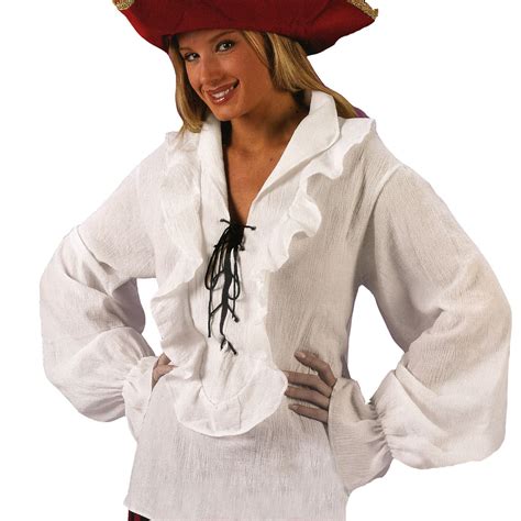 Ladies Off White Swashbuckling Pirate Shirt Frilly Lace Up Fancy Dress Blouse Ebay