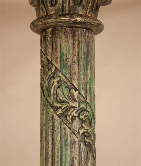 Pair of Carved, Painted Wood Columns from India For Sale at 1stDibs
