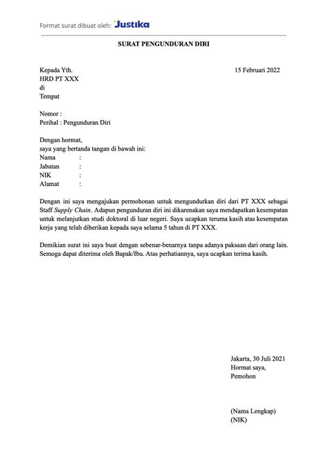 Contoh Surat Resign Word Contoh Surat Pengunduran Diri Dari Jabatan
