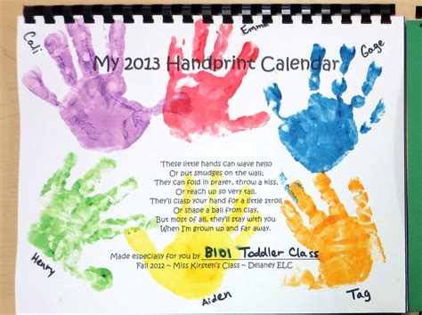 Free Printable Handprint Calendar 2024