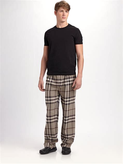 Lyst Burberry Flannel Pajamas Pants In Brown For Men