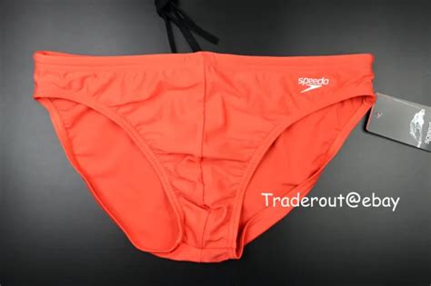 Speedo Men Spicy Orange Solar Swim Brief Bikini Swimwear Size 32 34 36