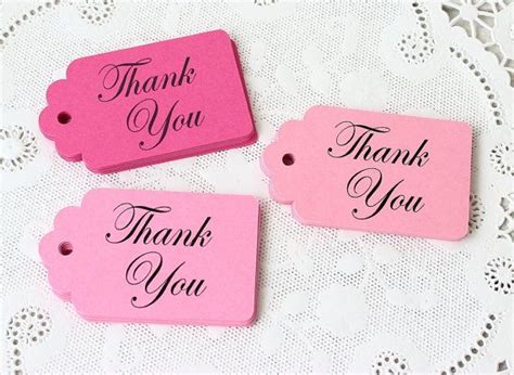 Pink Thank You Tags Set Of 24 Thank You Tags Pink Favor Tags