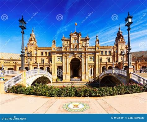 Central Building At Plaza De Espana Seville Stock Image Image Of
