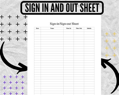 Sign In And Out Sheet Sign In And Out Sheet Template Sign Etsy