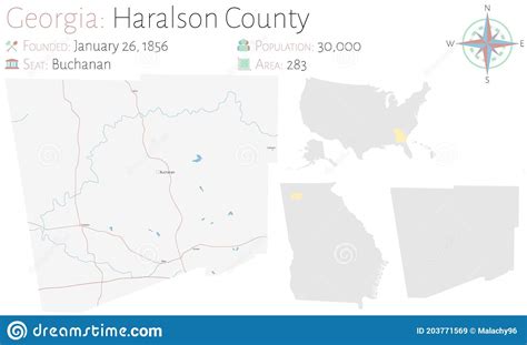 Map Of Haralson County In Georgia Stock Vector Illustration Of Signs
