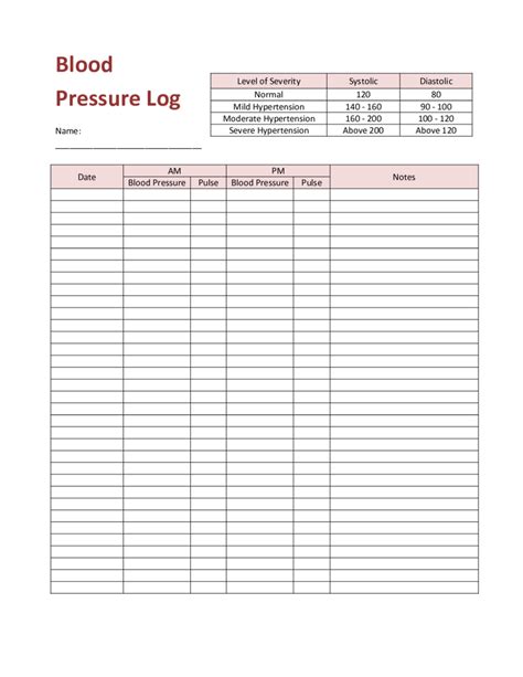 Blood Pressure Recording Chart Pdf