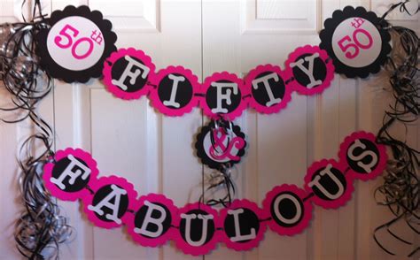 50th Birthday Decorations Party Banner Fifty And Fabulous