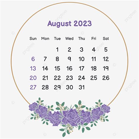 August Calendar Vector Hd Png Images 2023 August Calendar With Circle