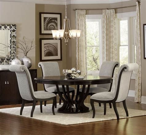 White round dining table and 4 chairs set kitchen dining room retro solid wood. Homelegance 5494-76 60" Round Oval Dining Set | Luxury ...