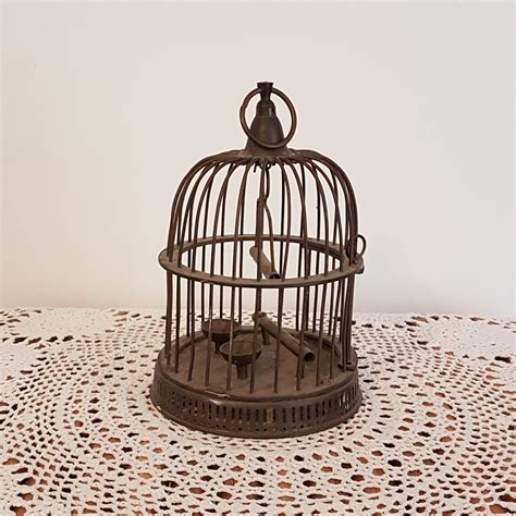 Vintage Solid Brass Decorative Bird Cage Hanging Pot Planter