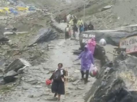 Amarnath Yatra Flood Situation Updates In Video Amarnath Cave Temple