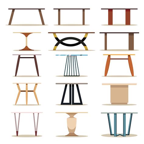 Set Of Wooden Table Furnitures 364028 Vector Art At Vecteezy